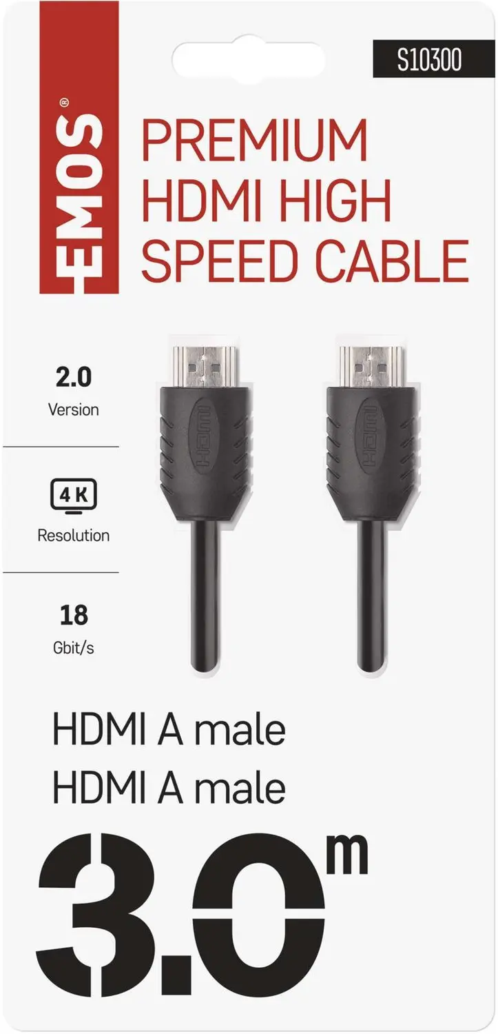 Emos S10300 HDMI 2.0 kabel A-A - 3m - Zwart - afbeelding 5 van 6