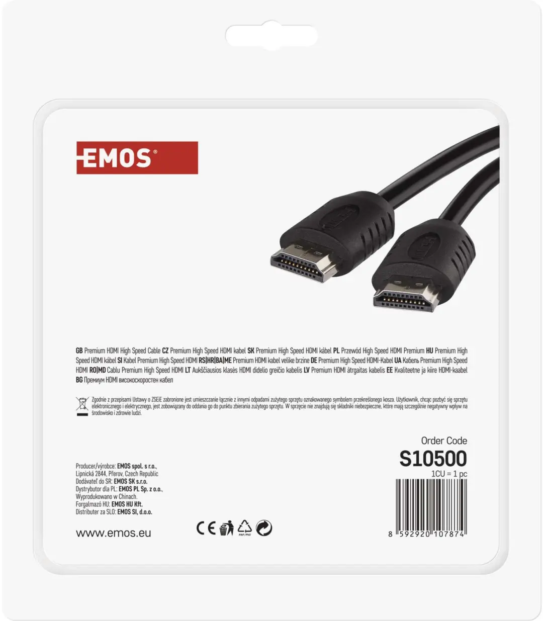 Emos S10500 HDMI 2.0 Kabel A-A - 5m - Zwart - afbeelding 6 van 6