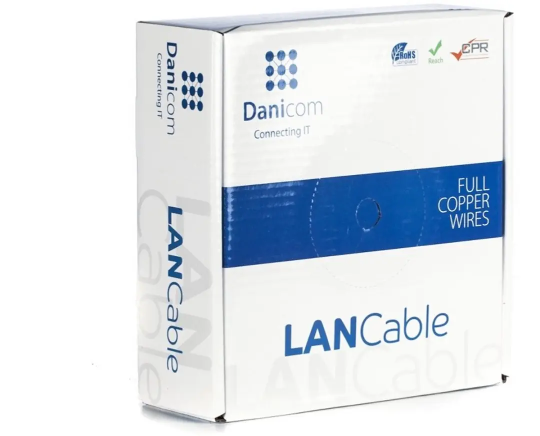 DANICOM CAT6A U/UTP 50 meter kabel op rol stug