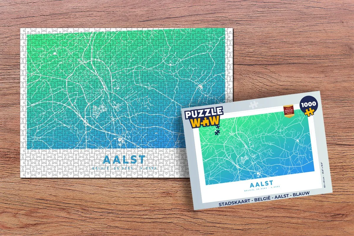 PuzzleWow Stadskaart België Aalst Legpuzzel 1000 Stuks - Multicolor