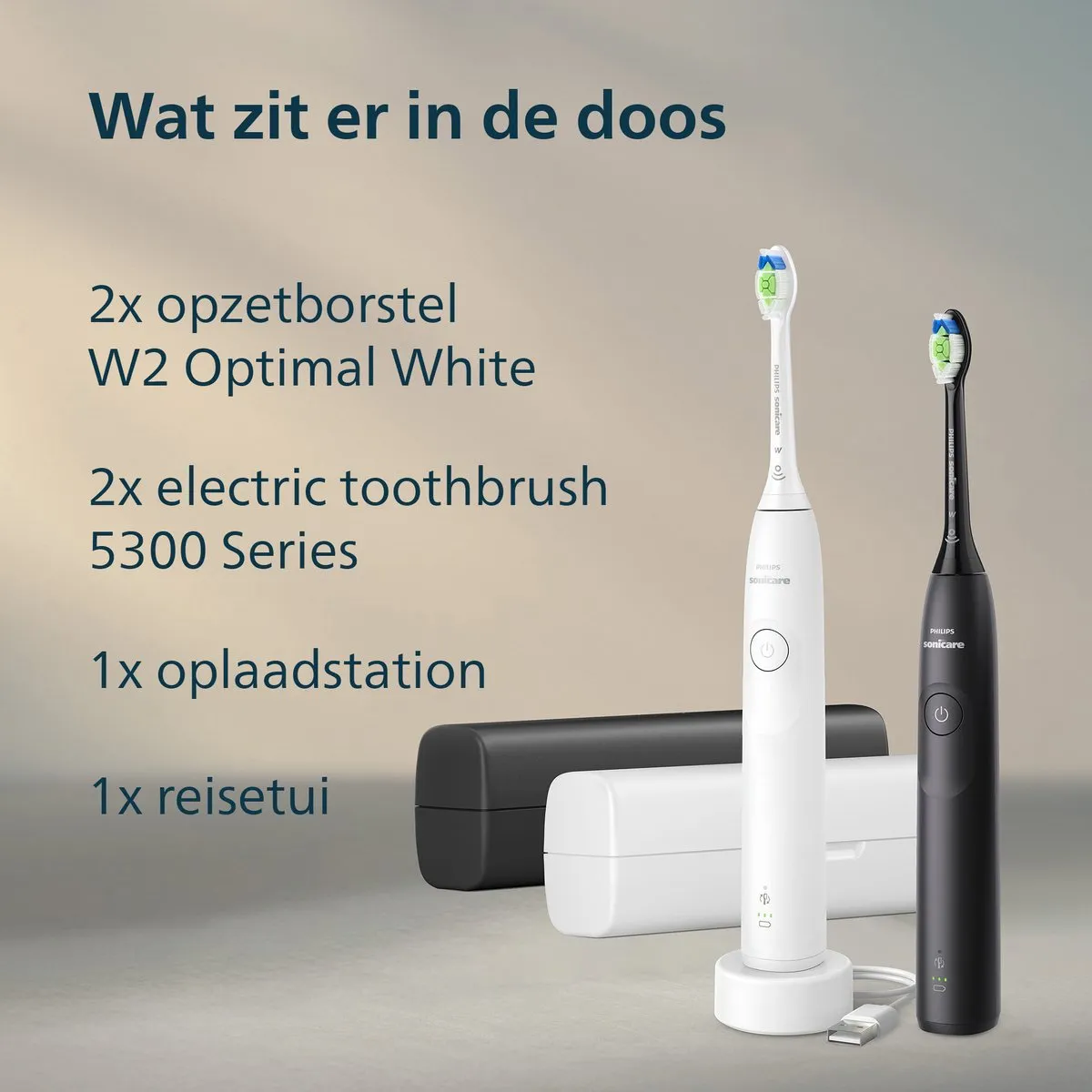 Philips Sonicare 5300 HX7109/01 Elektrische Tandenborstel - 2 Stuks