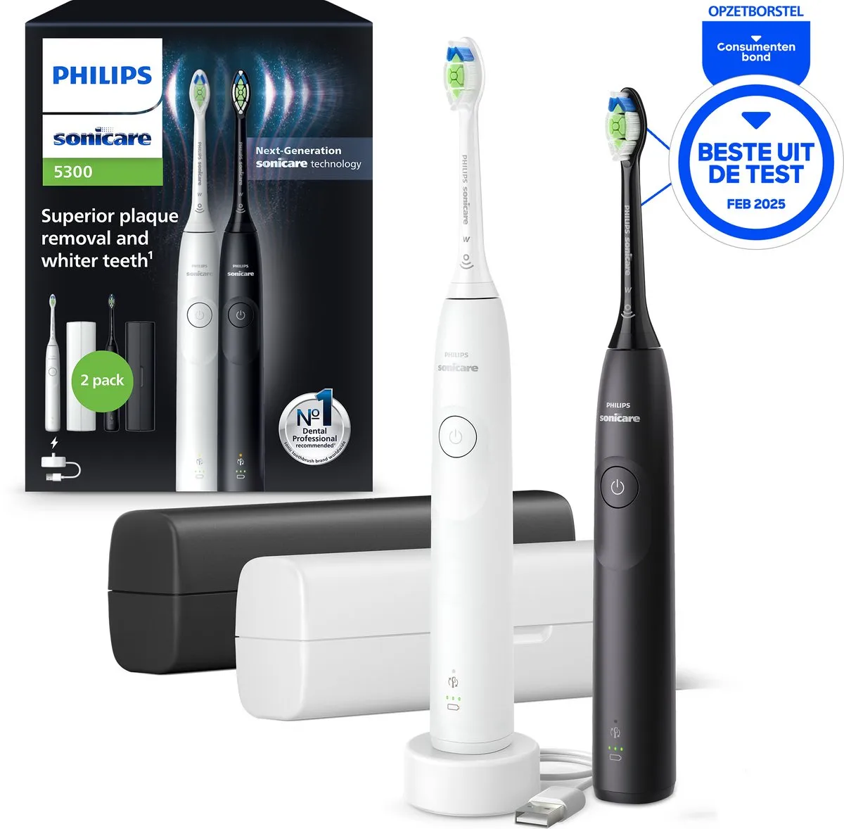 Philips Sonicare 5300 HX7109/01 Elektrische Tandenborstel - 2 Stuks - afbeelding 6 van 6