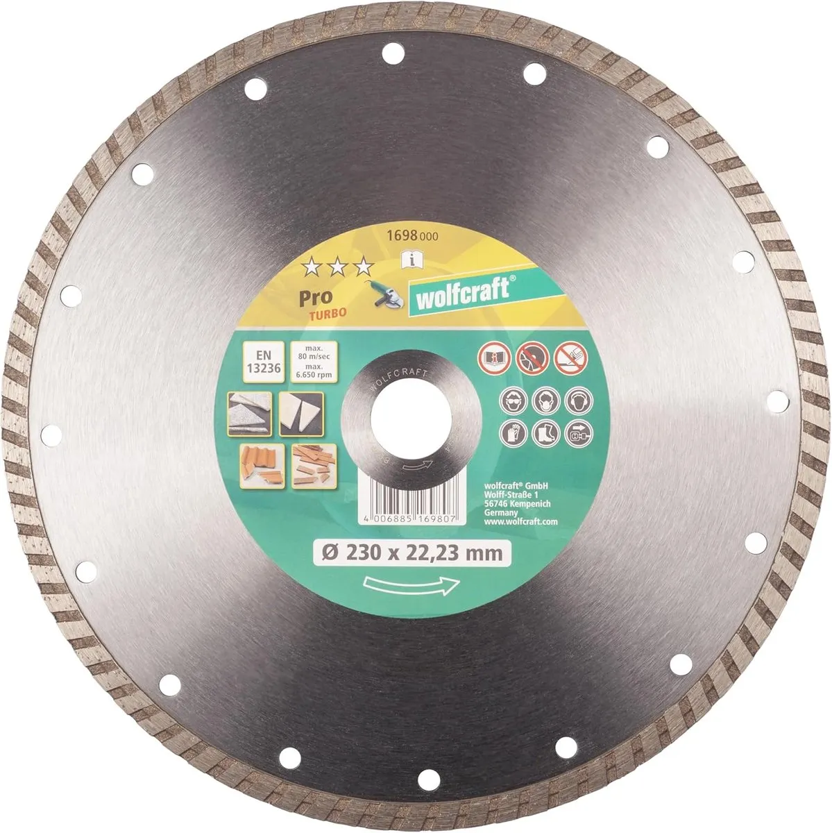 Wolfcraft Diamantdoorslijpschijf Pro Turbo 230mm