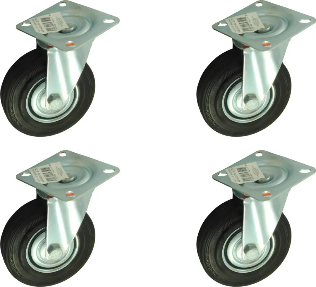 Set van 4 Zwenkwielen Transportwielen 125mm