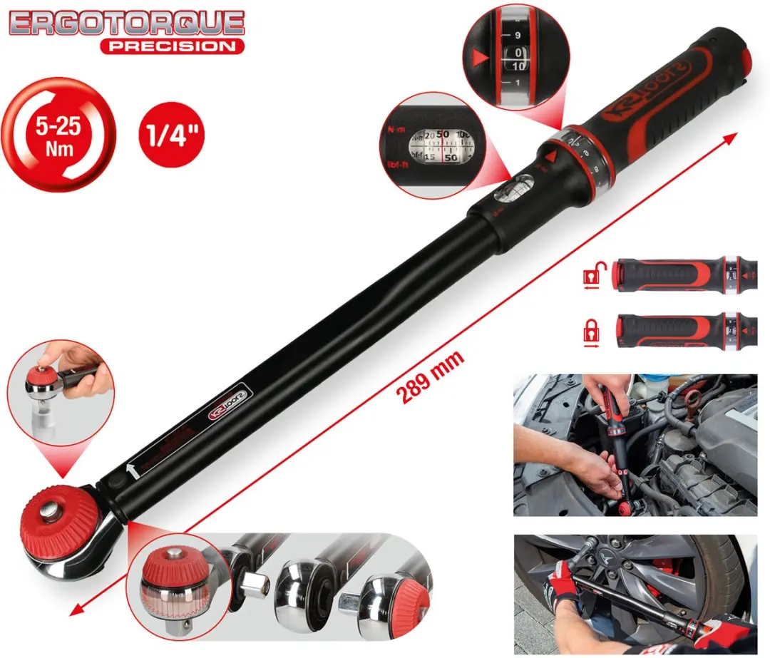 KS Tools ERGOTORQUE precision Momentsleutel 1/4 - 5-25 Nm - afbeelding 4 van 6