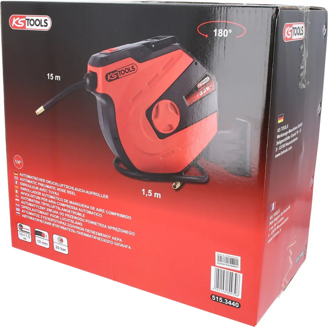 KS Tools 515.3440 Pneumatische slanghaspel - 15 m - 20 bar - afbeelding 4 van 6