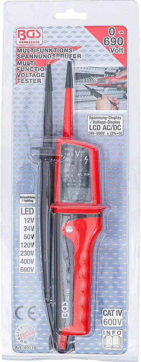 BGS technic 40110 Digitale Spanningstester - Rood - afbeelding 3 van 5