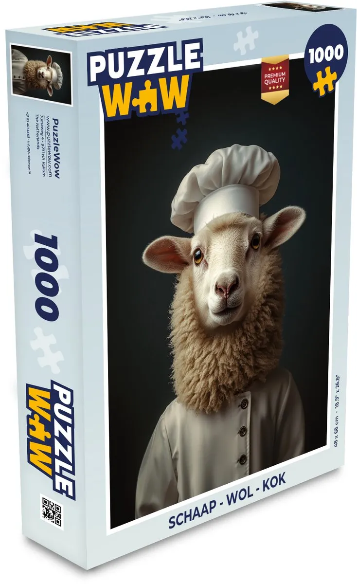 PuzzleWow Wol - Kok Legpuzzel 1000 Stuks - Schaap/Kok