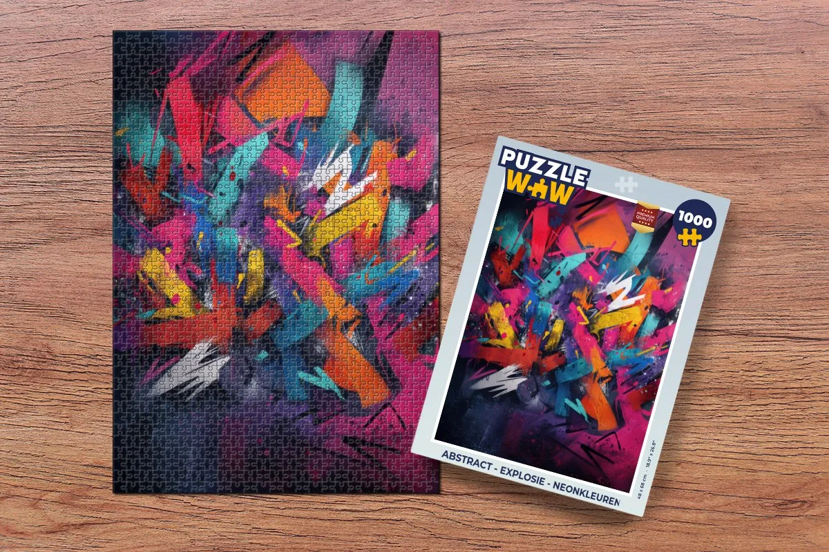 PuzzleWow Abstract Explosie Neonkleuren Legpuzzel 1000 Stukken