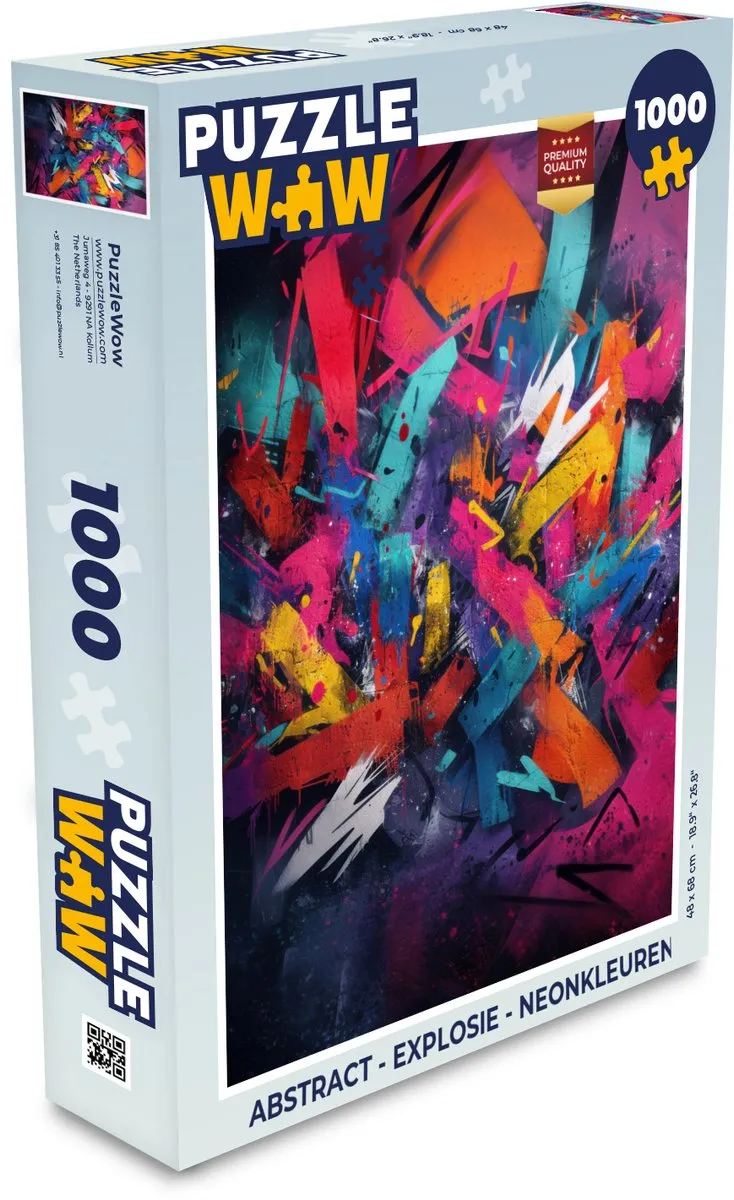 PuzzleWow Abstract Explosie Neonkleuren Legpuzzel 1000 Stukken