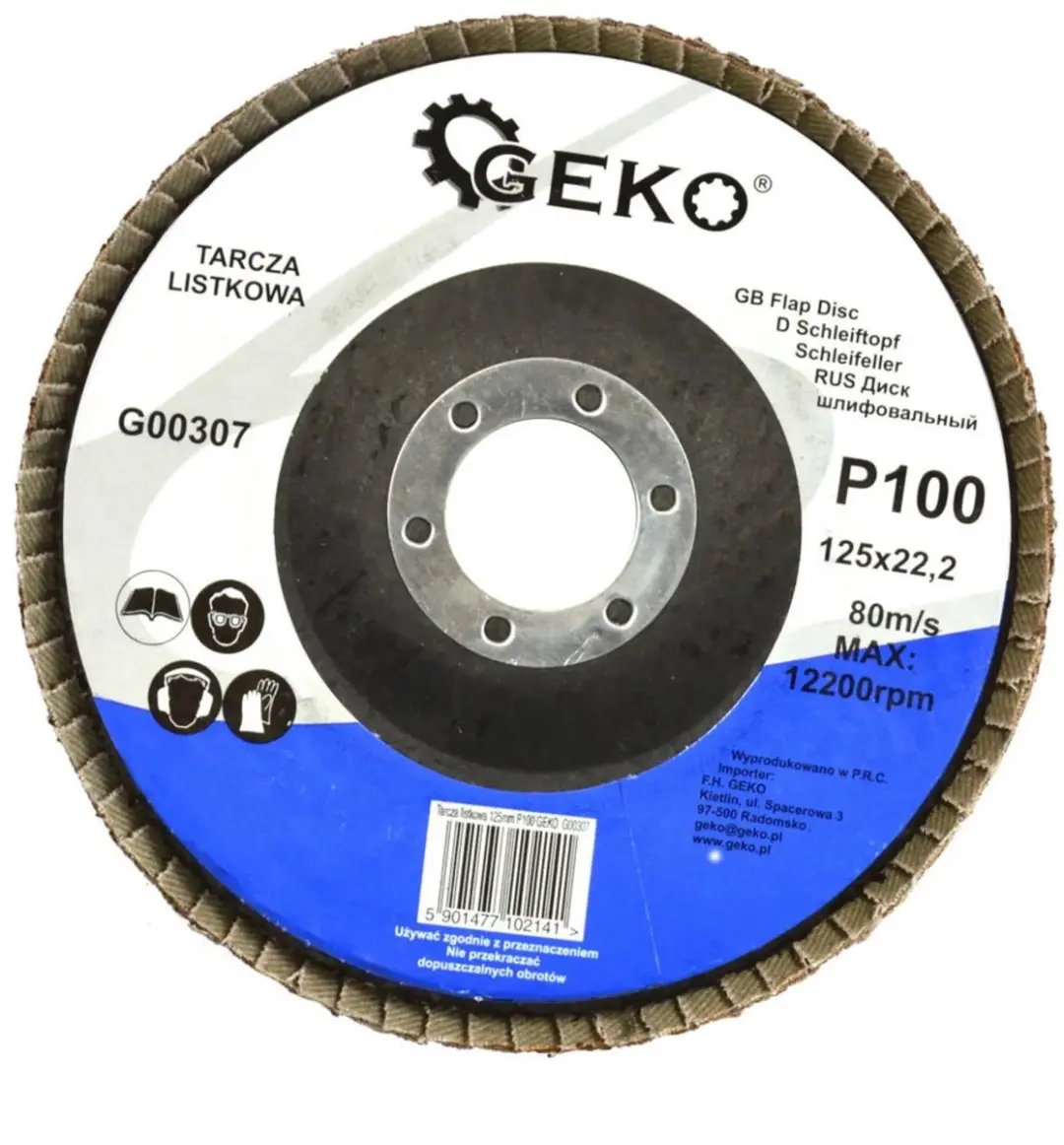 GEKO Aluminiumoxide lamellenschijf 125mm - korrel 100 - 10 stuks - afbeelding 2 van 3