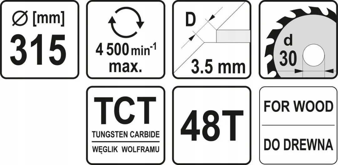 Yato YT-60792 Zaagblad Hout - 315x48x30mm - afbeelding 2 van 3