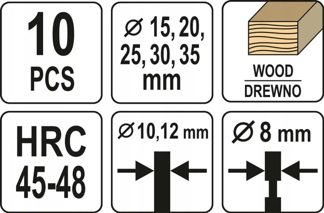 Yato YT-33837 Houtboor Set 15-35mm 10 Delig - afbeelding 2 van 5