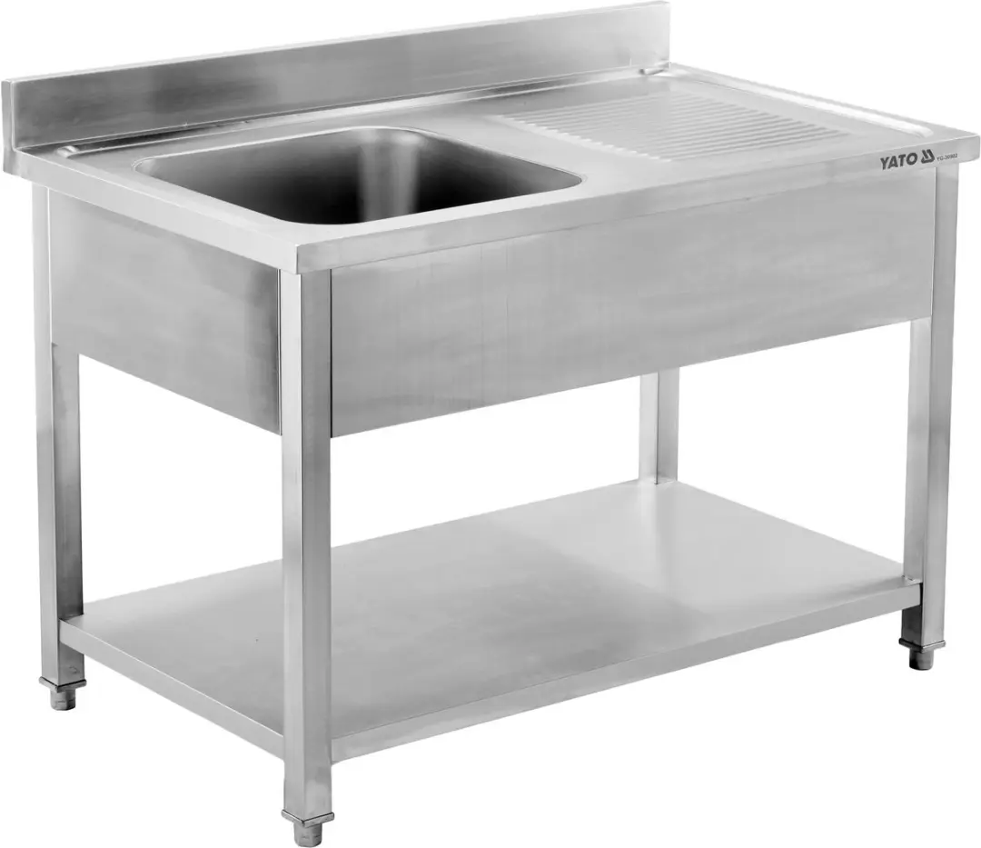 YATO Gastro RVS Spoeltafel met Enkele Spoelbak en Onderplank