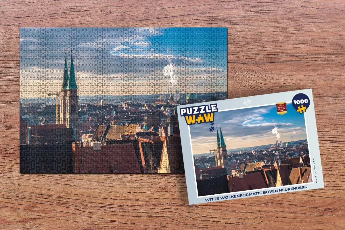 PuzzleWow Legpuzzel Witte Wolkenformatie Neurenberg 1000 Stuks - Multicolor