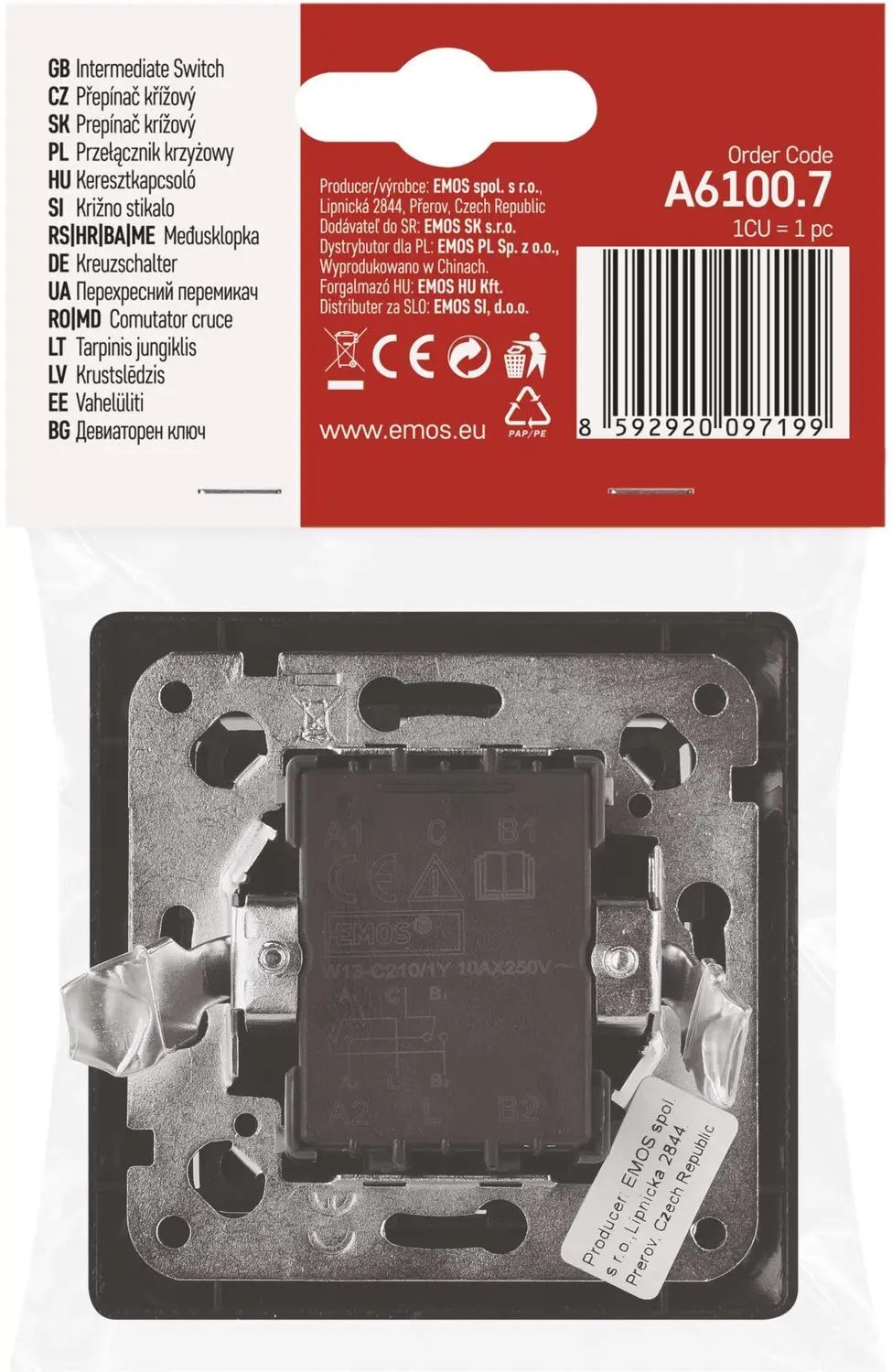 EMOS A6100.7 Kruisschakelaar nr. 7 - Antraciet - afbeelding 2 van 6