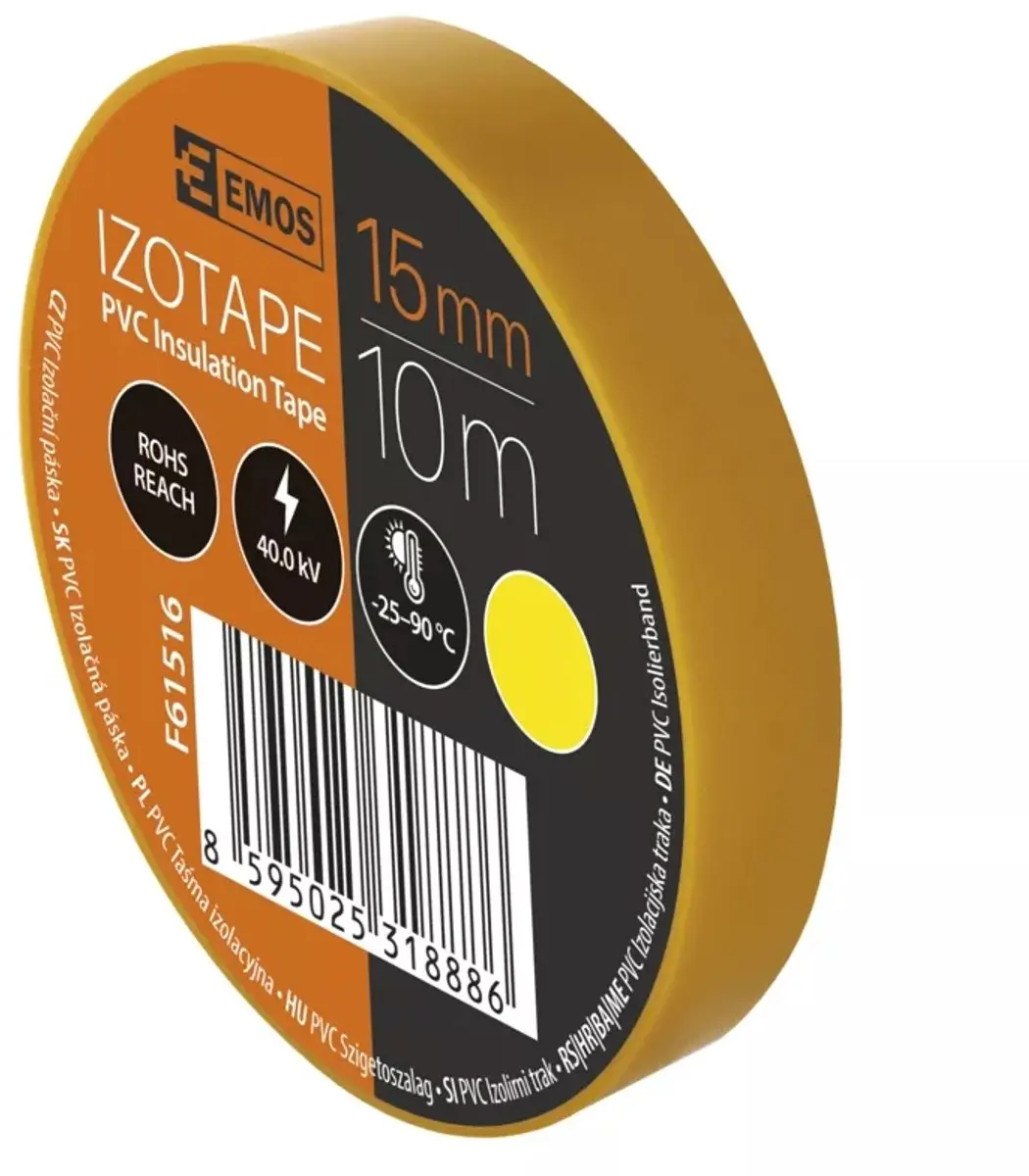 Emos Isolatietape PVC 15mm x 10m Geel - 10 stuks - afbeelding 3 van 6