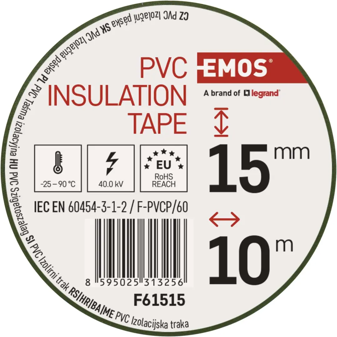 Emos PVC Isolatietape Geel-Groen 15mm x 10m F61515 - afbeelding 6 van 6