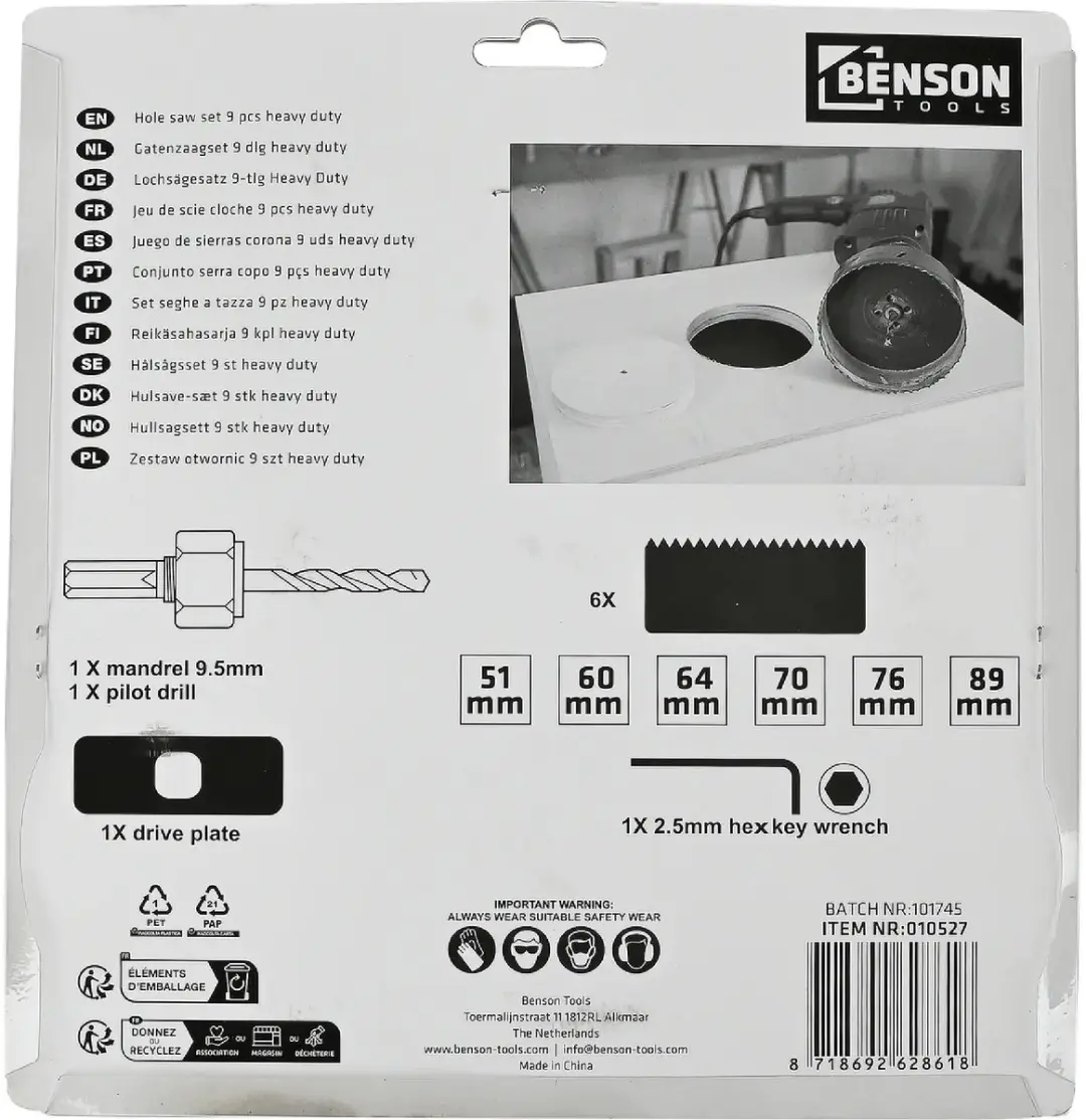 Benson Gatenzaagset 9-delig - Hout, Beton, Gips - afbeelding 4 van 5