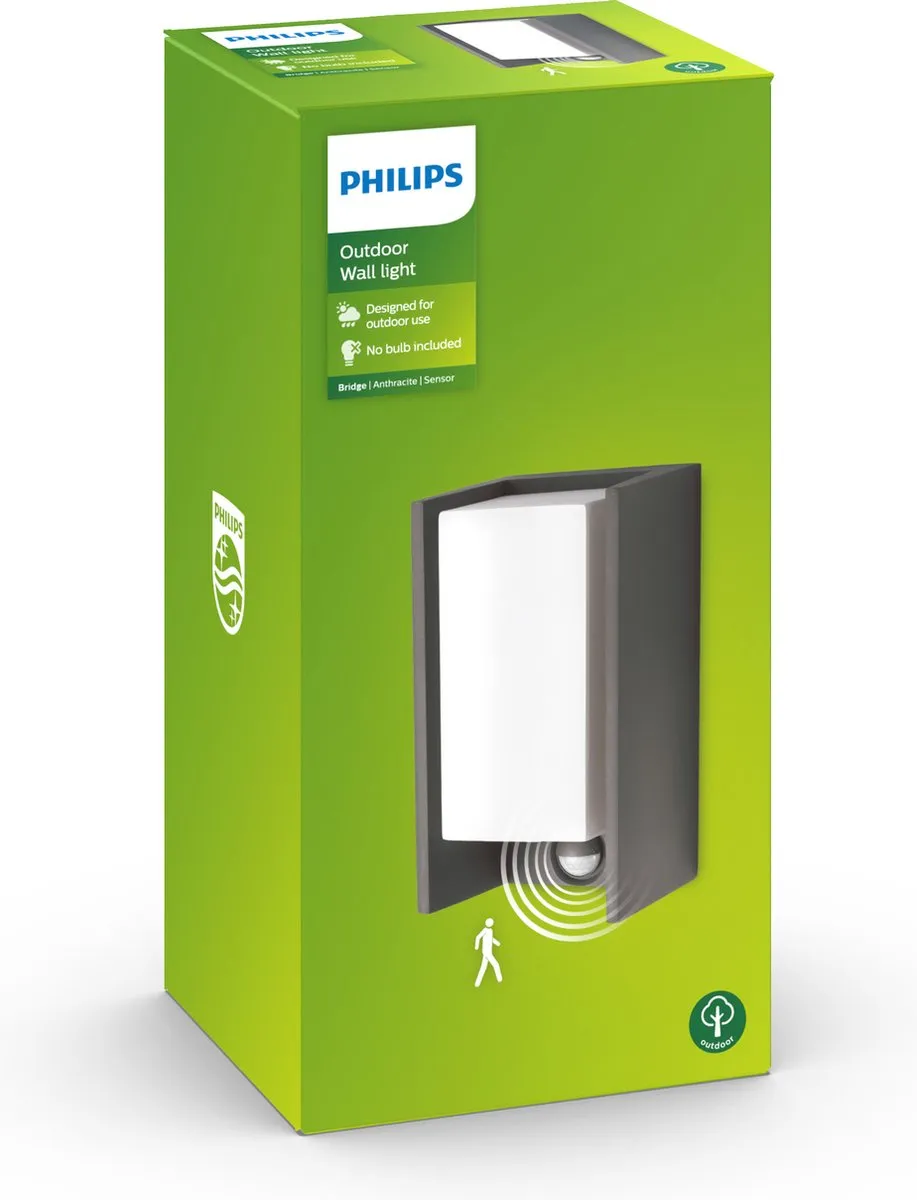 Philips LED Bridge Buitenwandlamp Sensor Antraciet