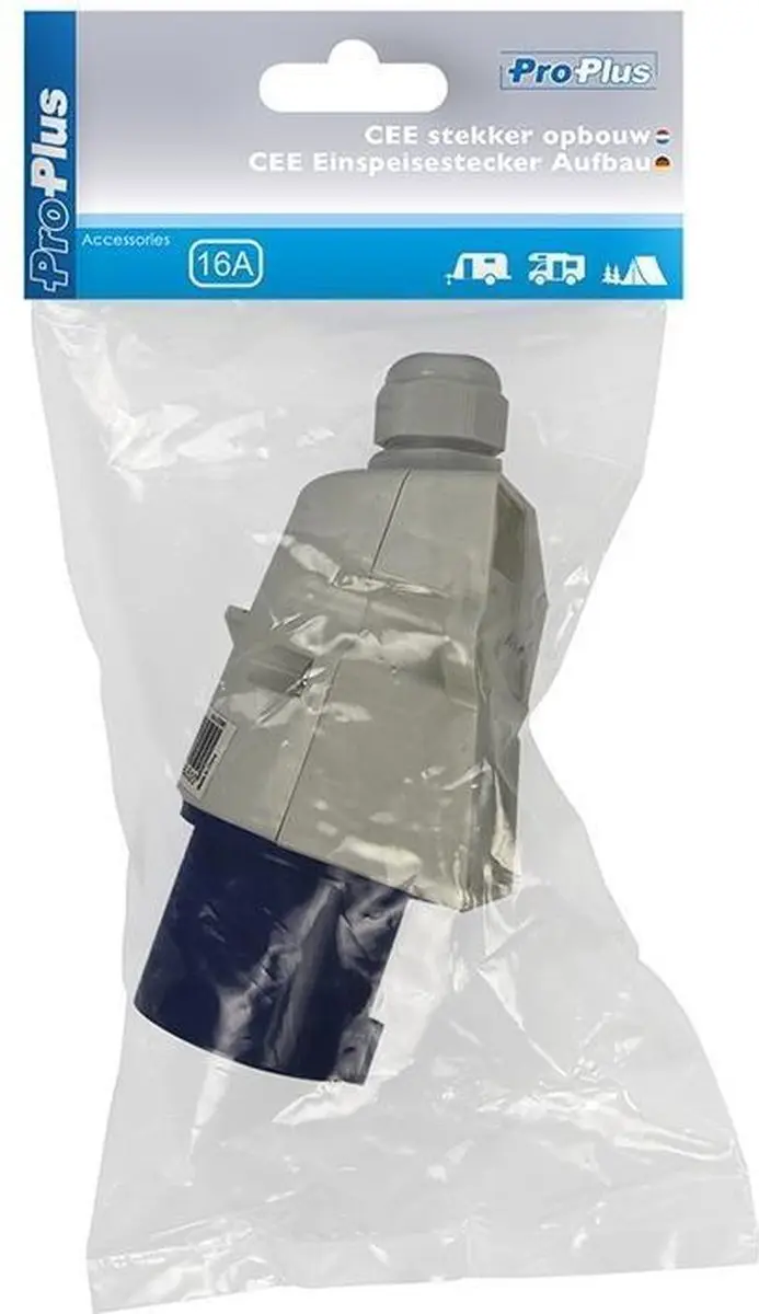 ProPlus Wandstekker 3-polig IP44 16A 230V - Blauw/Wit - afbeelding 3 van 6