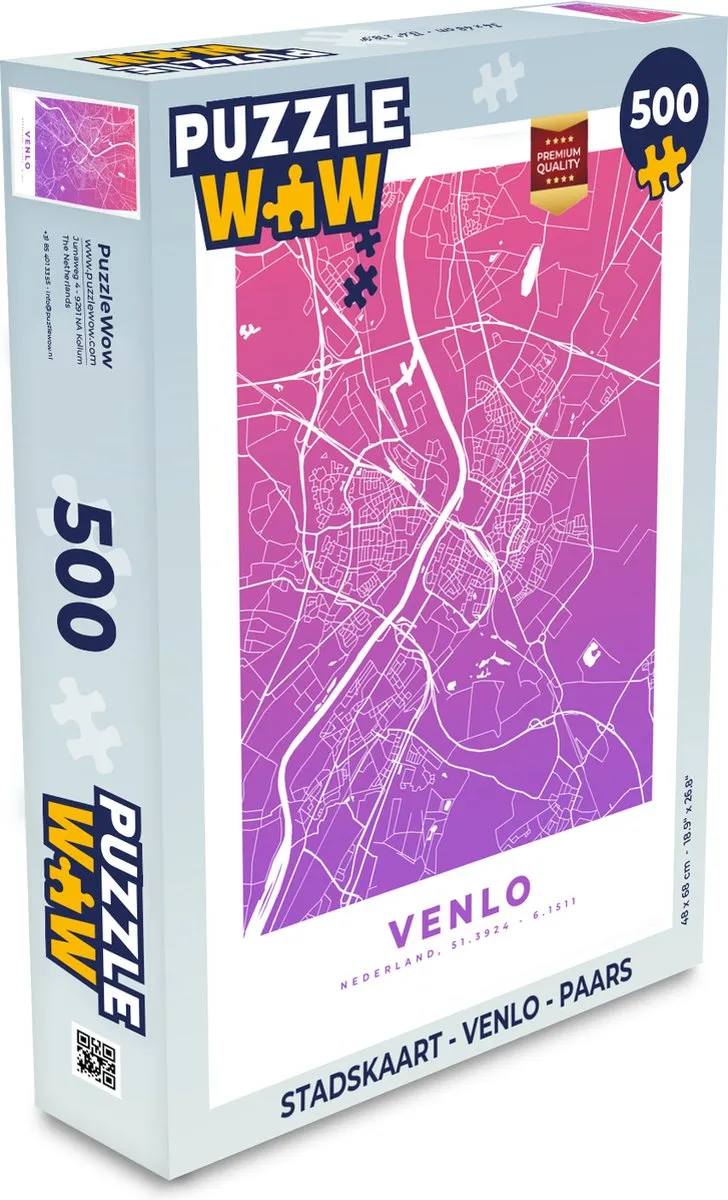 PuzzleWow Stadskaart Venlo Legpuzzel 500 Stuks