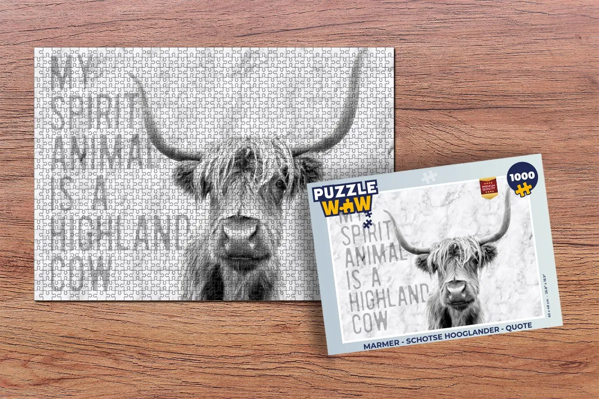 PuzzleWow Marmer Schotse Hooglander Quote Legpuzzel 1000 Stuks - Multicolor