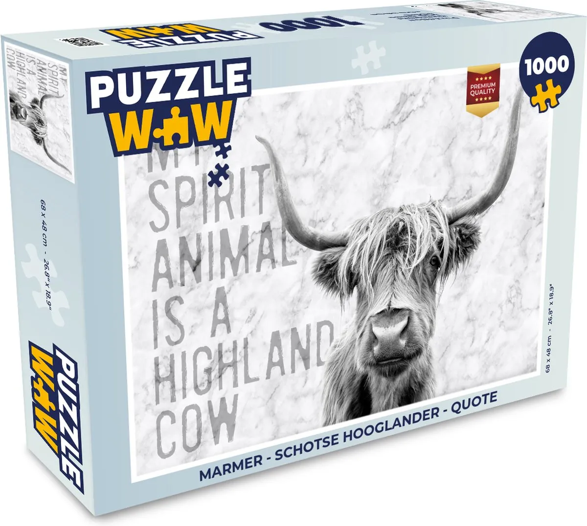 PuzzleWow Marmer Schotse Hooglander Quote Legpuzzel 1000 Stuks