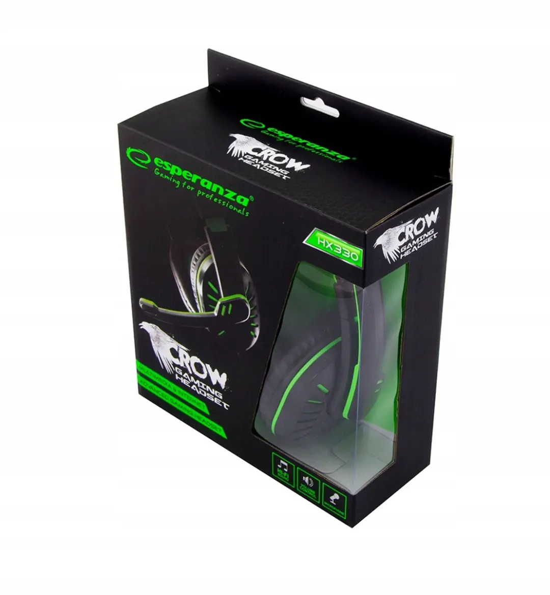 Esperanza Crow Serie Gaming Headset - Zwart-Groen - afbeelding 6 van 6