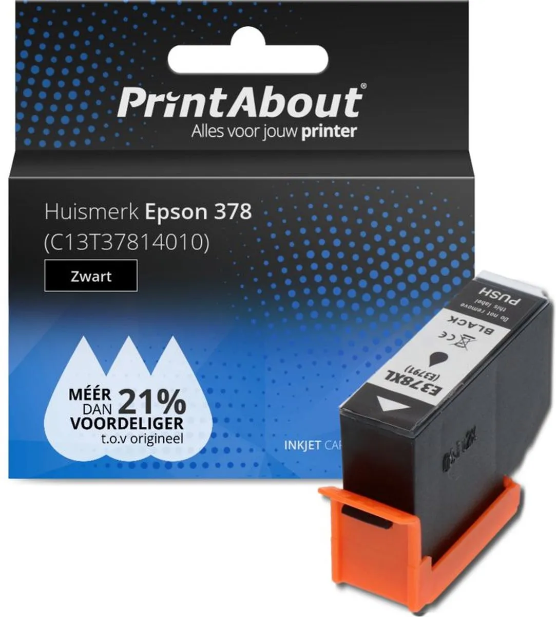 PrintAbout Inktcartridge C13T37814010 Zwart - 550 pagina's