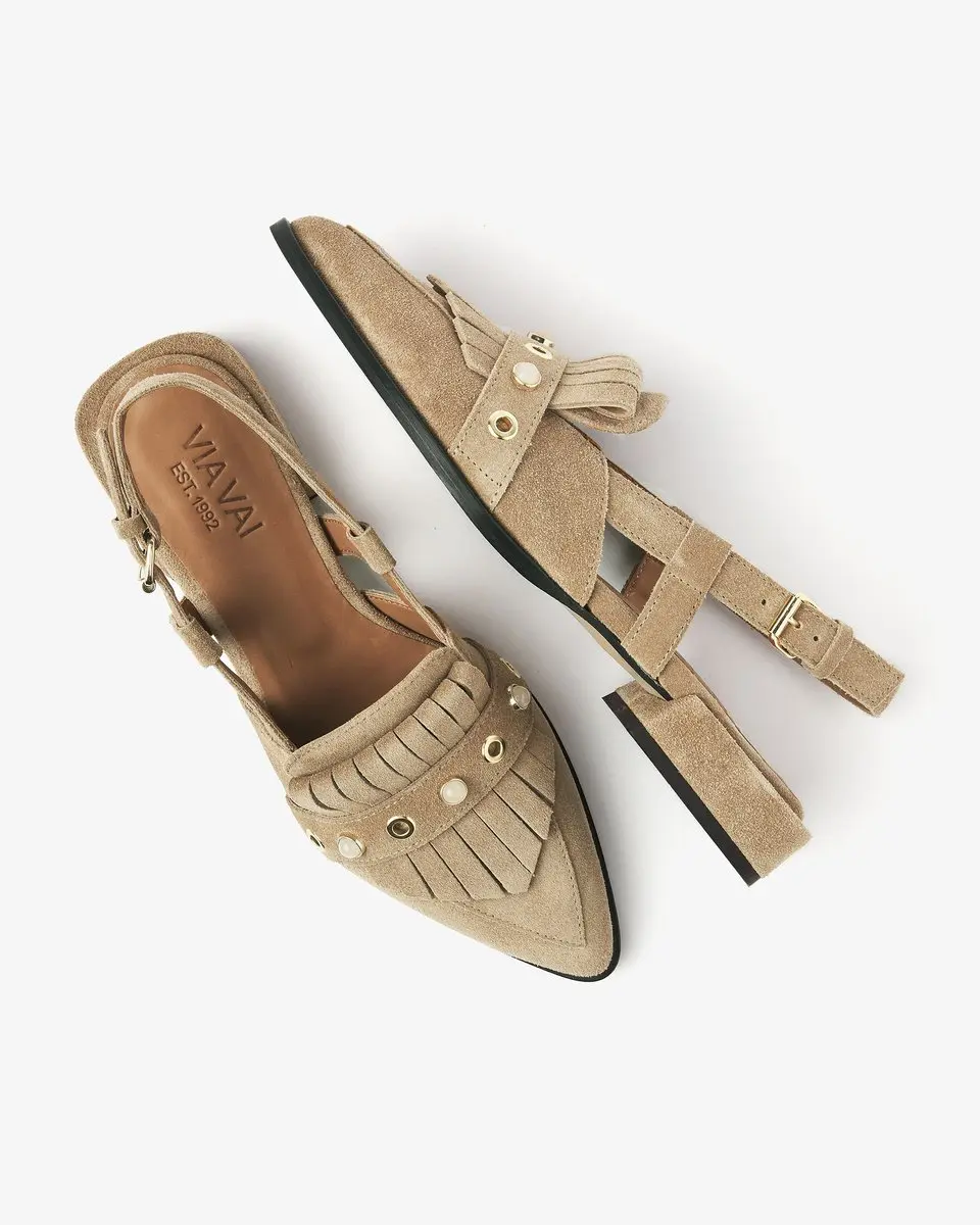 VIA VAI Jazz Tammi Slingbacks Dames - Suède - Lichtbruin - afbeelding 3 van 6