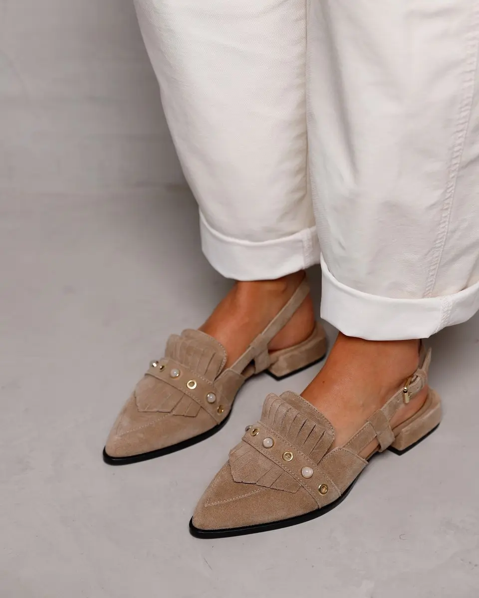 VIA VAI Jazz Tammi Slingbacks Dames - Suède - Lichtbruin - afbeelding 6 van 6