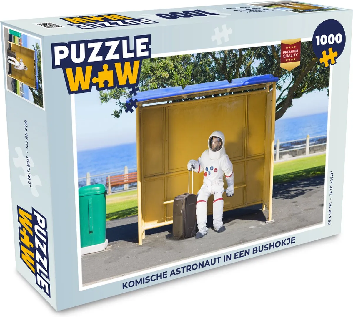 PuzzleWow Komische Astronaut Bushokje Legpuzzel 1000 Stuks