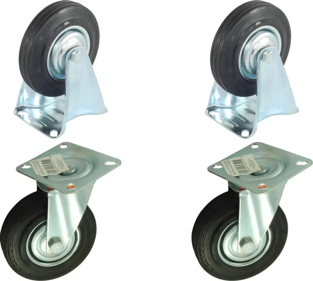 Set van 4 Zwenkwielen Transportwielen 125mm
