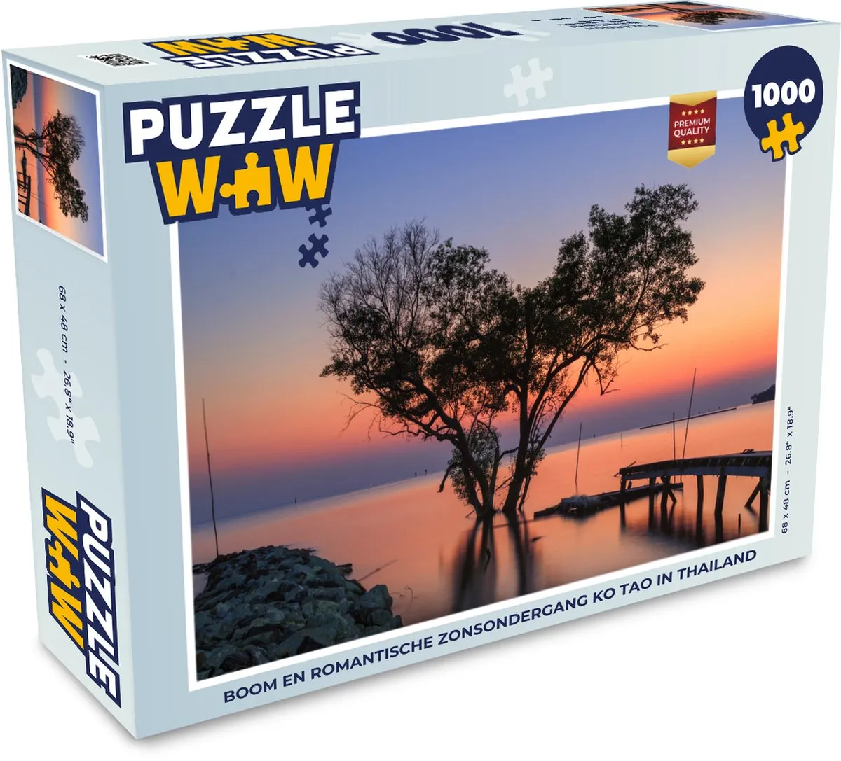PuzzleWow Boom en romantische zonsondergang Ko Tao Legpuzzel 1000 Stuks