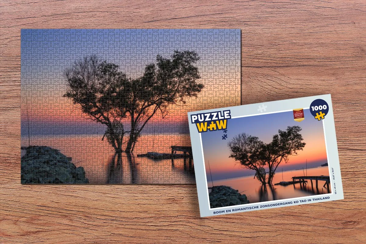 PuzzleWow Boom en romantische zonsondergang Ko Tao Legpuzzel 1000 Stuks - Multicolor