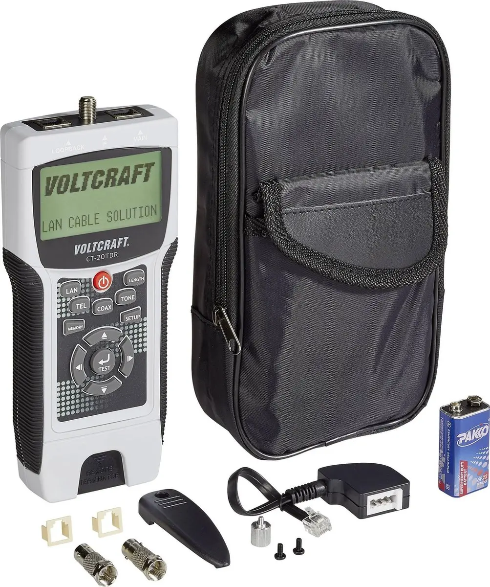 Voltcraft CT-20TDR Kabeltester - o.a. CAT3/CAT4/CAT5/CAT5e/CAT6/coax - afbeelding 2 van 6
