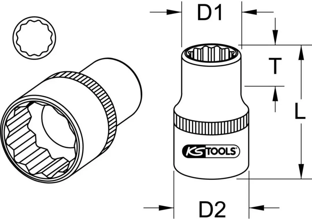 KS Tools - Dopsleutel - 13mm - 12-kant - 1/2 inch - afbeelding 2 van 3