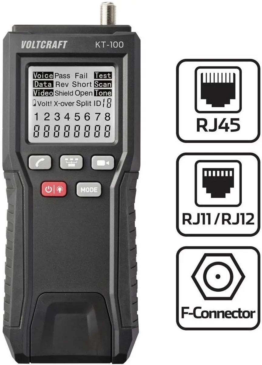 Voltcraft KT-100 VC-17373870 Netwerktester - afbeelding 3 van 5