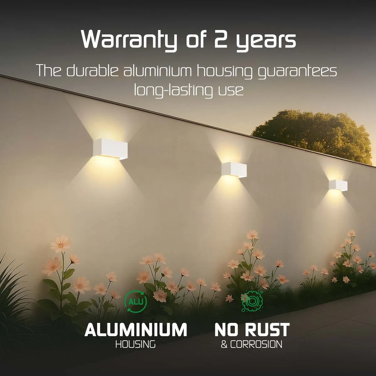 LEDVION 2x LED Wandlamp 9,5W 3000K IP54 - Wit