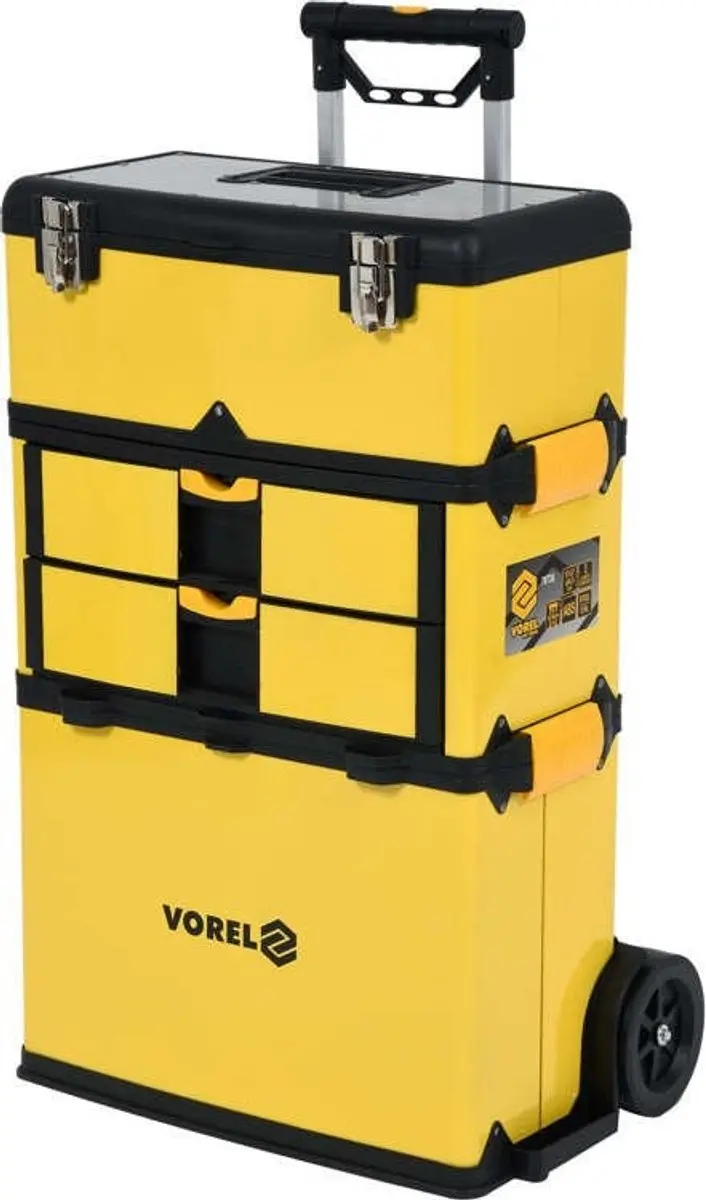 Vorel 3-delige Gereedschapswagen - 57x37x84,5cm - Geel - afbeelding 6 van 6