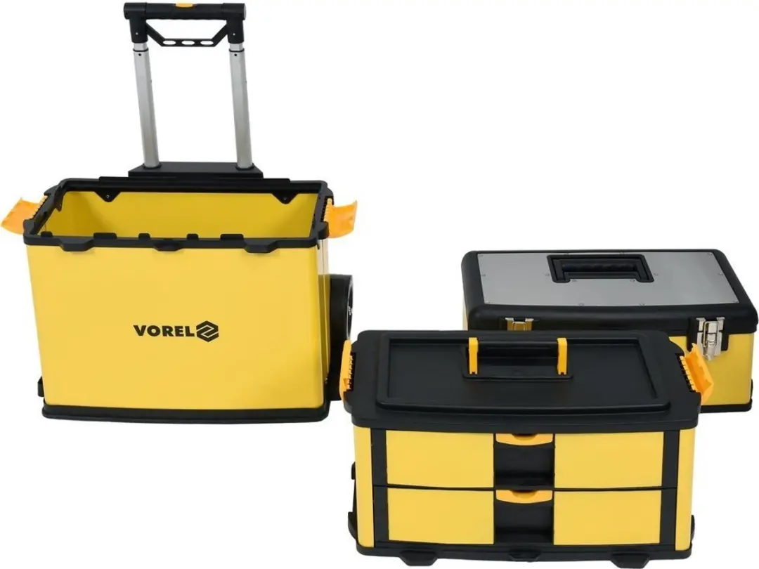 Vorel 3-delige Gereedschapswagen - 57x37x84,5cm - Geel - afbeelding 3 van 6