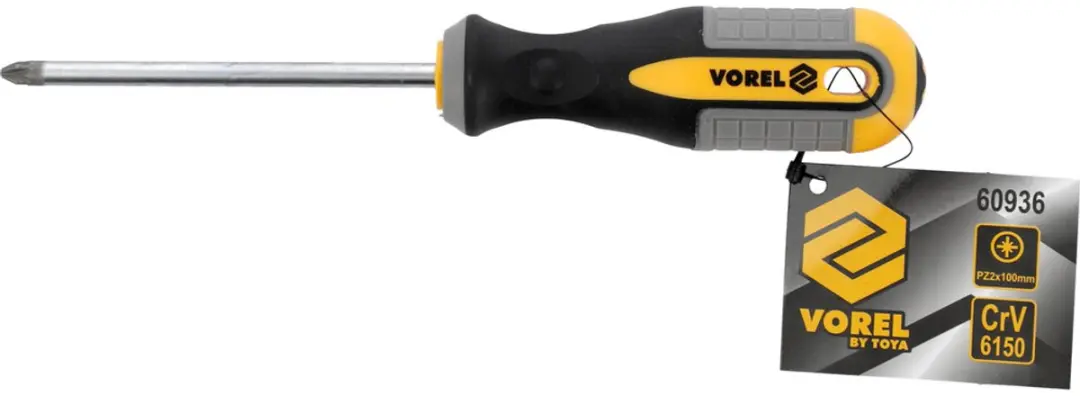 Vorel Pozidriv Schroevendraaier PZ2x100mm CrV Staal - afbeelding 2 van 3