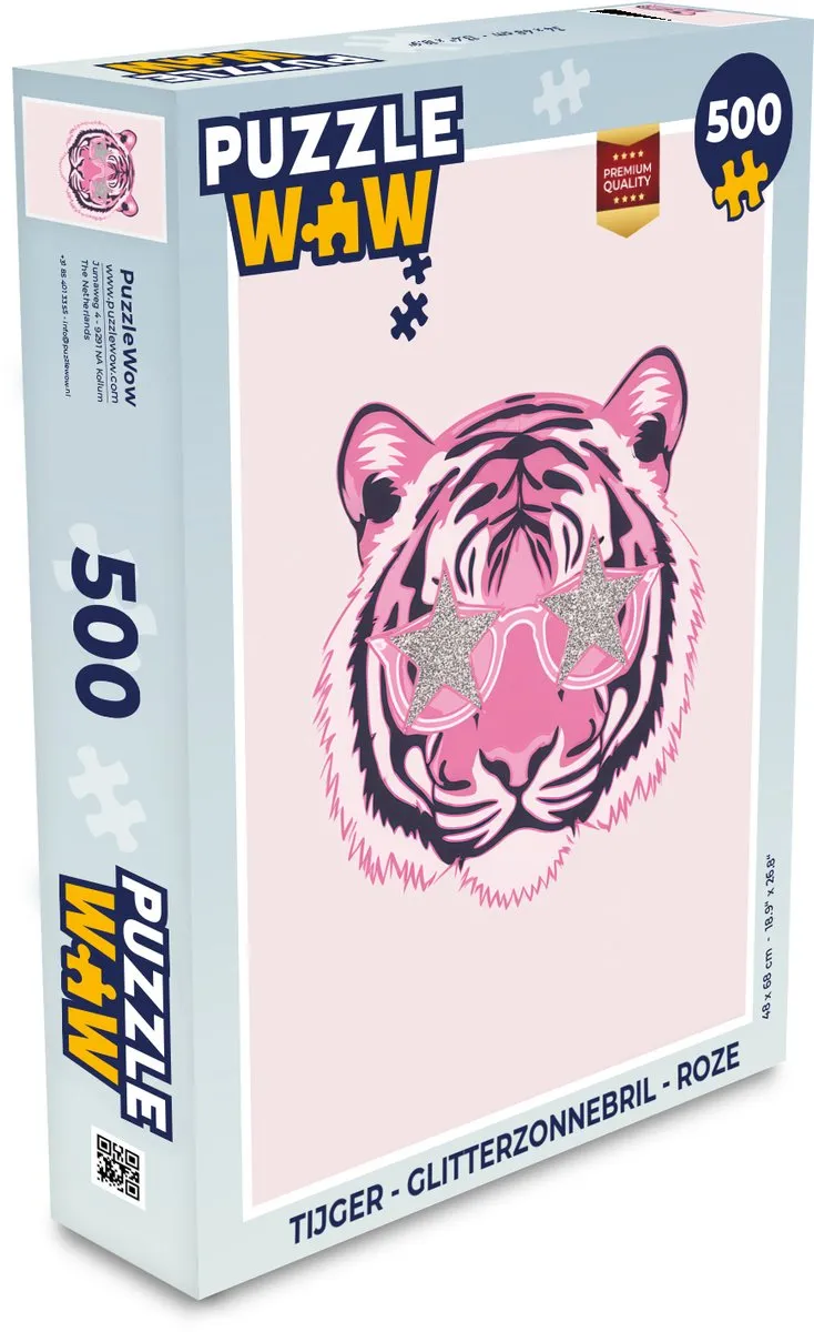 PuzzleWow Tijger Glitterzonnebril Legpuzzel 500 Stuks