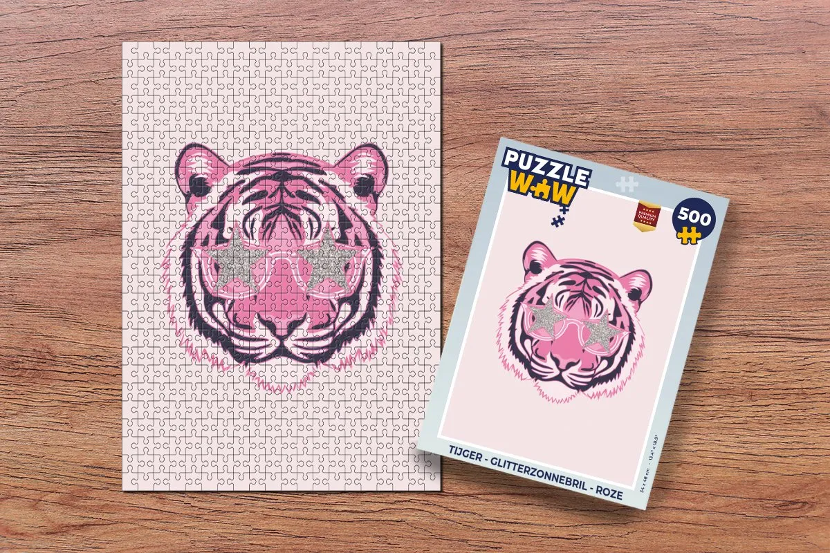 PuzzleWow Tijger Glitterzonnebril Legpuzzel 500 Stuks - MPN 8721414230037