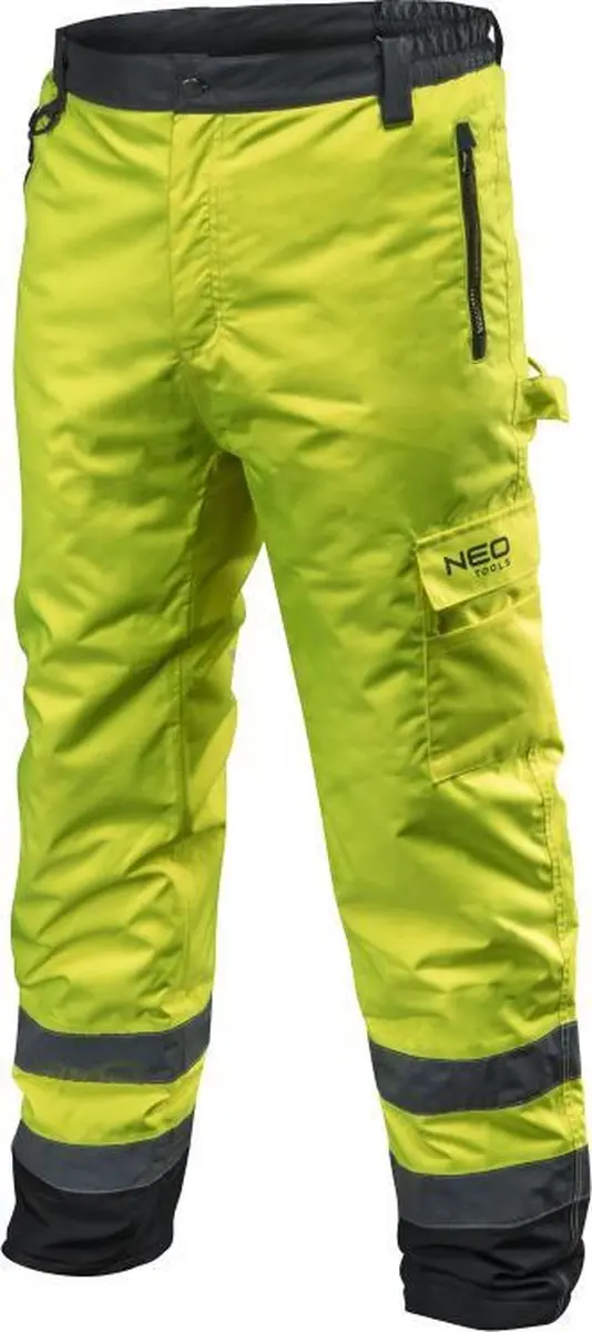 Neo Tools Hi-Vision Gevoerde Werk Broek Flu Geel L/52 Poliester Oxford 300D 160G