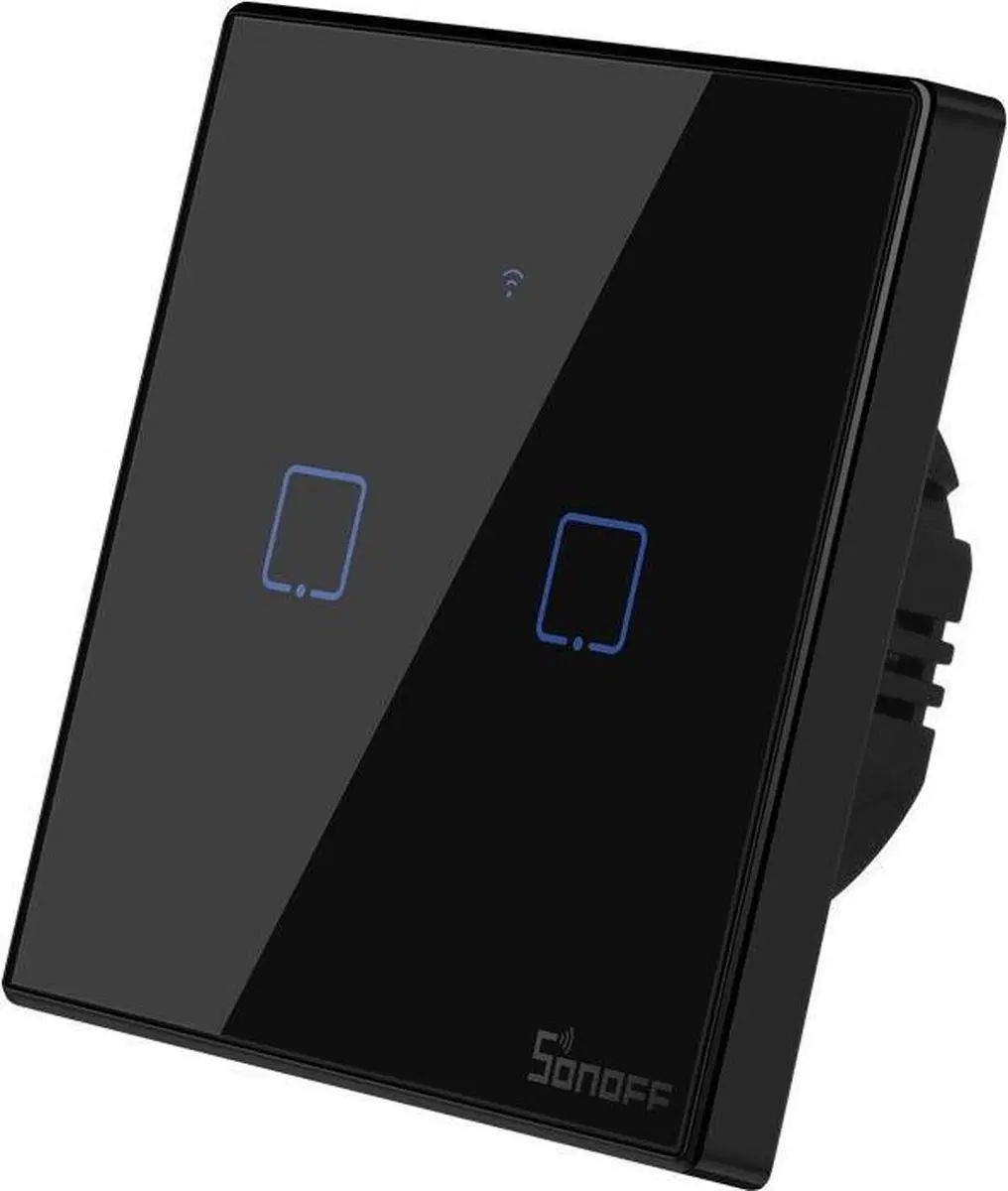 Sonoff T3EU2C Smart Wandschakelaar 2-voudig - Zwart - afbeelding 2 van 6