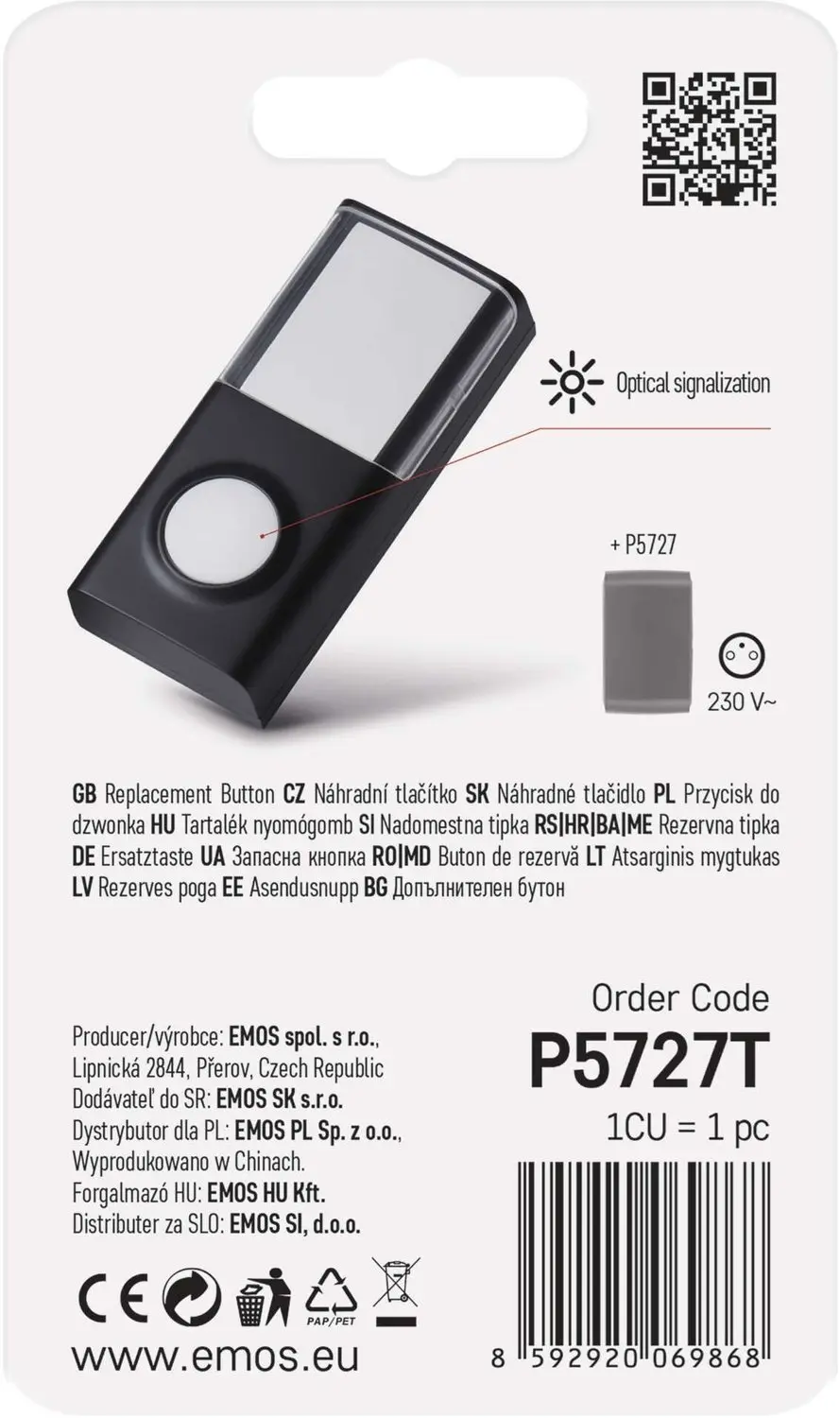 Emos P5727T Buitenbelknop voor P5727 - CR2032 - afbeelding 3 van 5