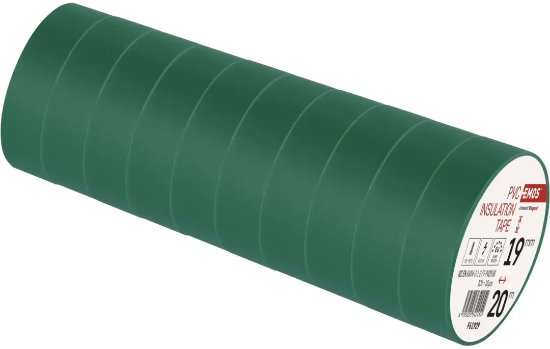 EMOS PVC-isolatietape 19mm/20m - Groen, 10 stuks - afbeelding 6 van 6