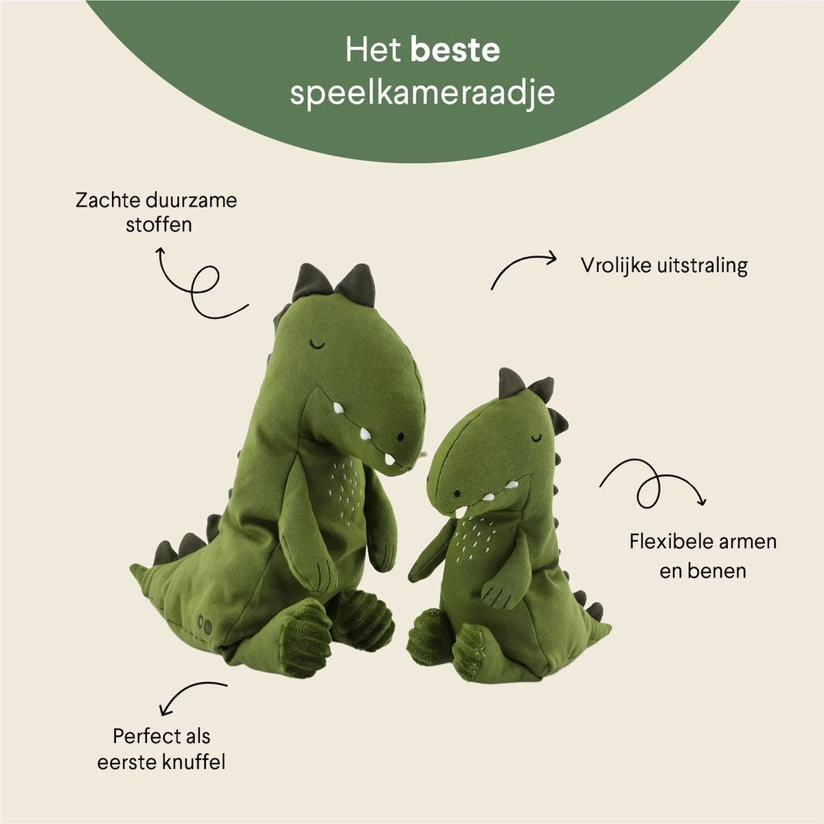 Trixie Mr. Dino Pluche - Klein - Groen